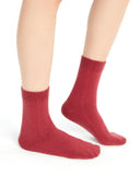 Unisex Trim Knit Socks Earth Red - Gobi Cashmere #color_earth-red