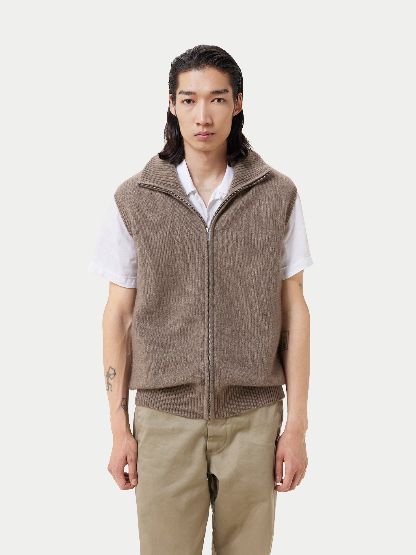 Organic Cashmere Full-Zipper Vest