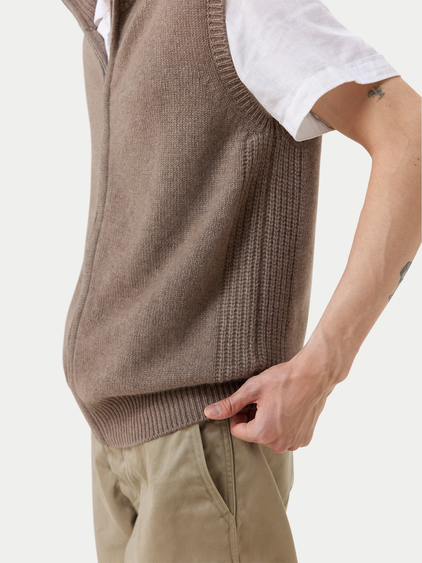 Organic Cashmere Full-Zipper Vest