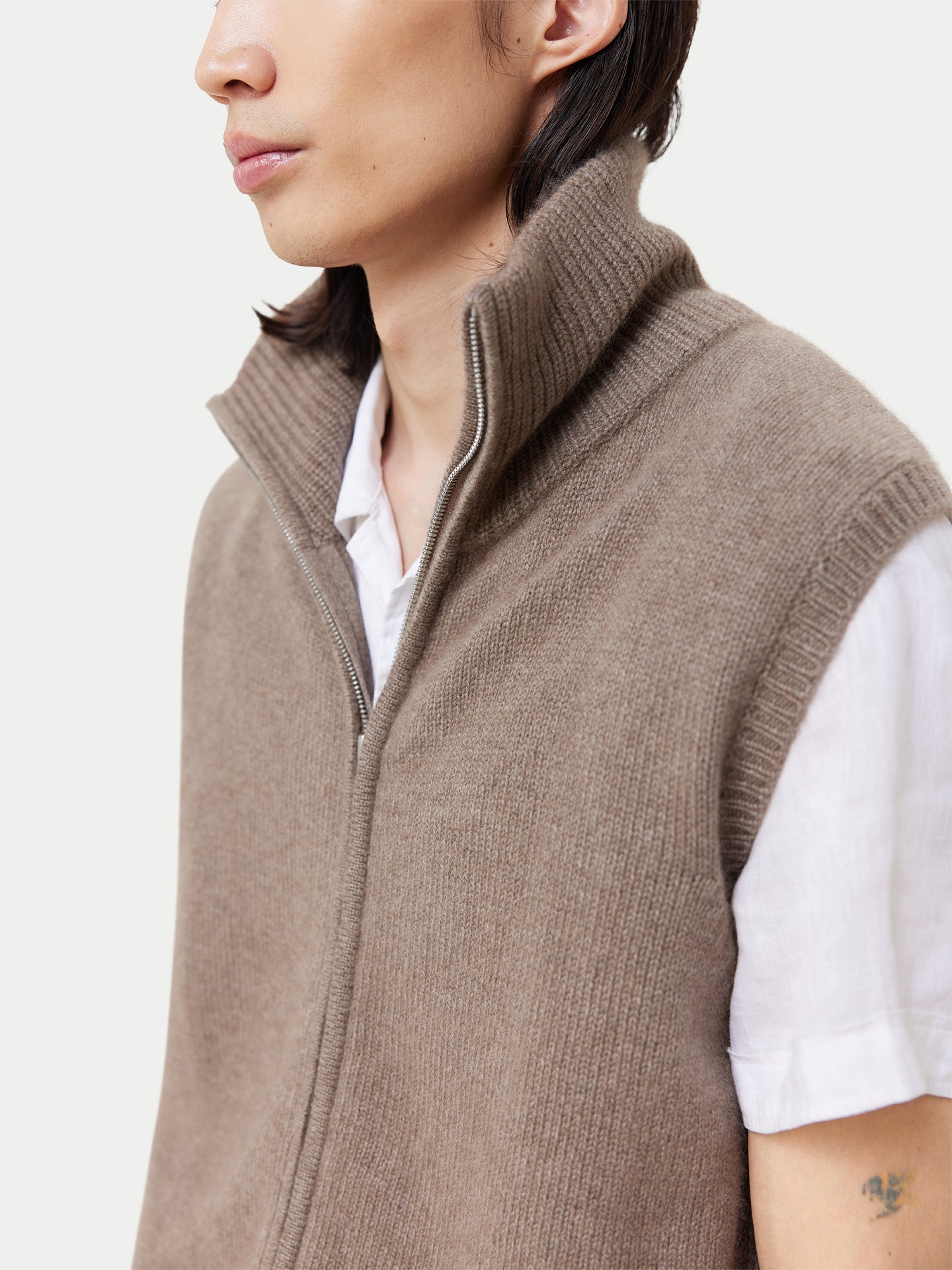 Organic Cashmere Full-Zipper Vest