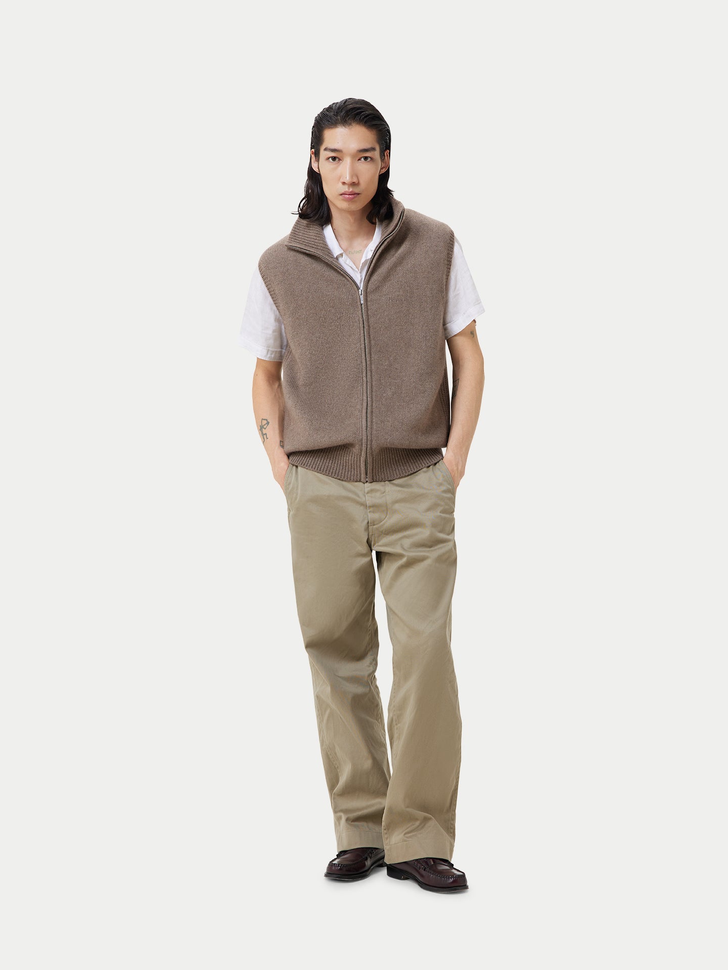 Organic Cashmere Full-Zipper Vest