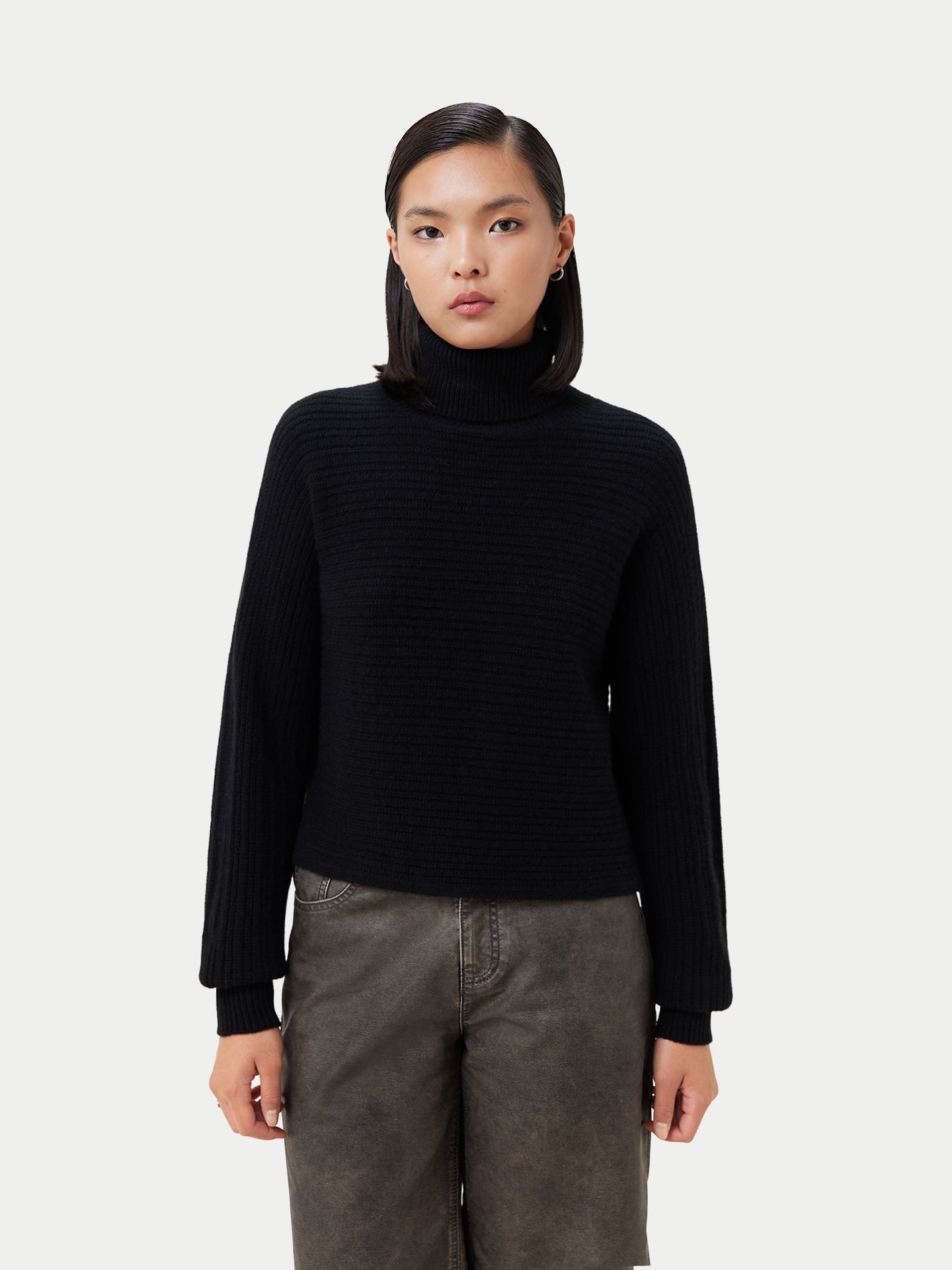 Cashmere Cropped T-Neck Sweater