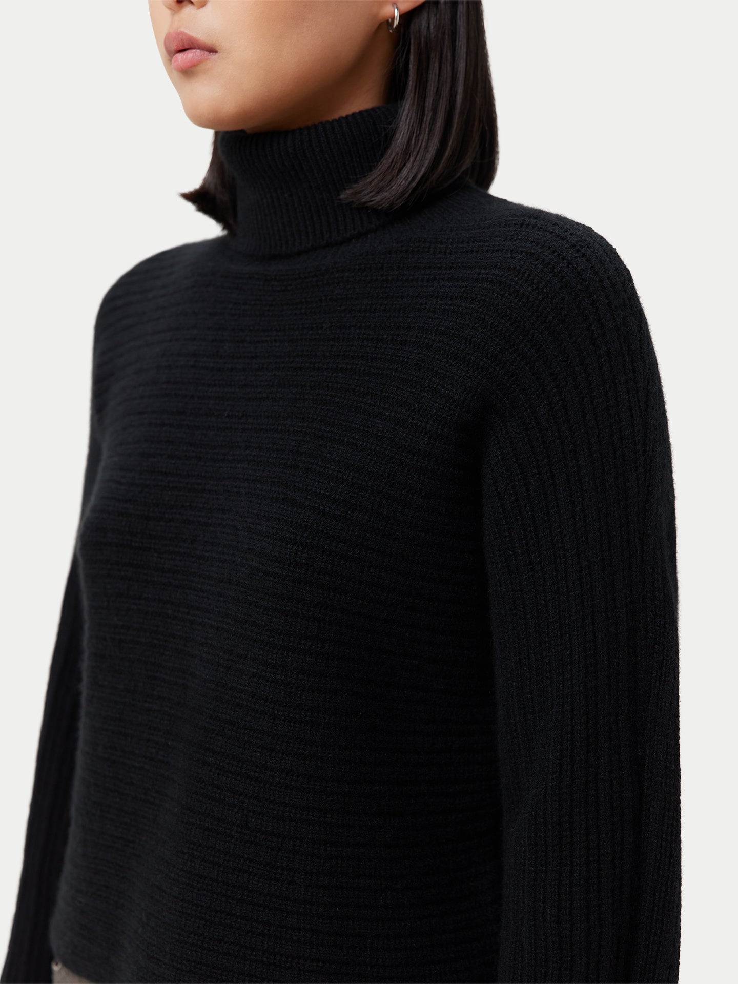 Cashmere Cropped T-Neck Sweater