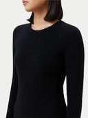 Women’s Textured Knit Cashmere Dress in Black | GOBI UK #color_black