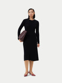 Women’s Textured Knit Cashmere Dress in Black | GOBI UK #color_black