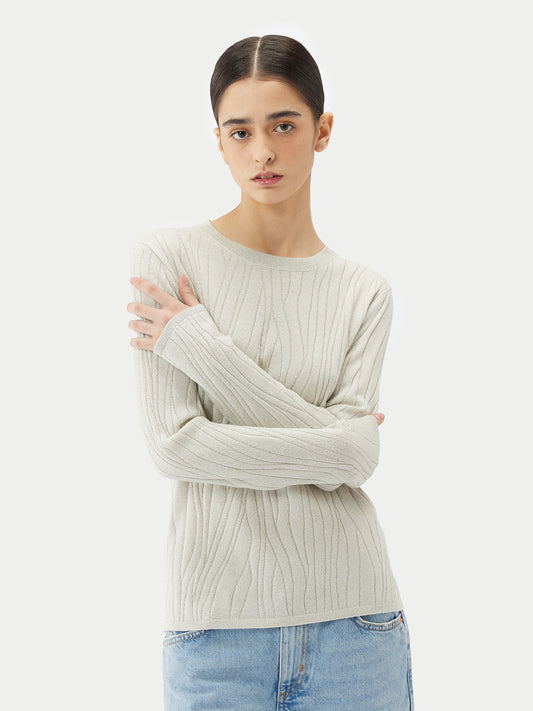 Organic Cashmere Silk Jumper with Silver Threading