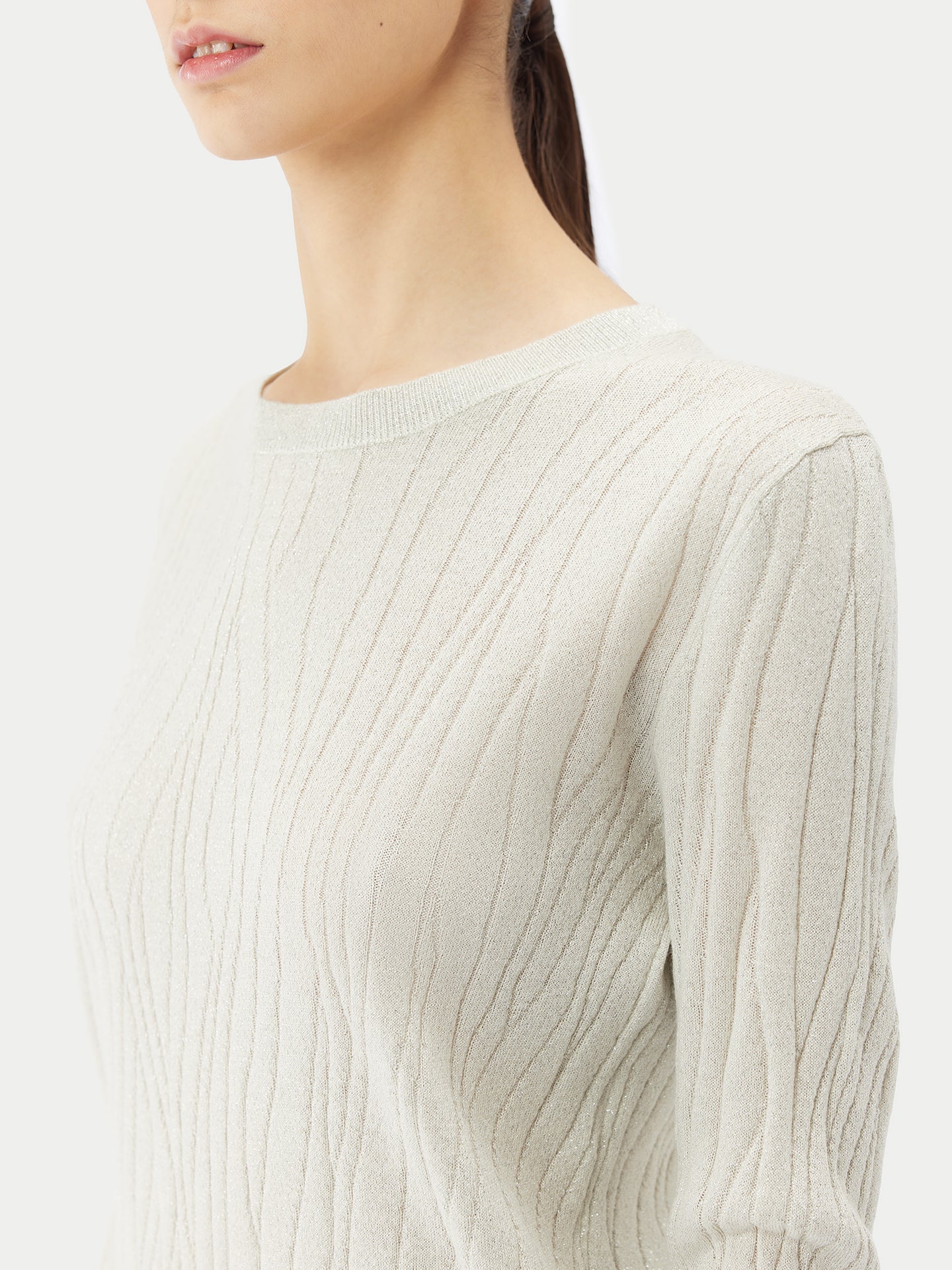 Silk Cashmere Jumper with Silver Threading | GOBI Cashmere