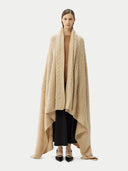 Unisex Cashmere Cable Knit Blanket Beige- Gobi Cashmere
