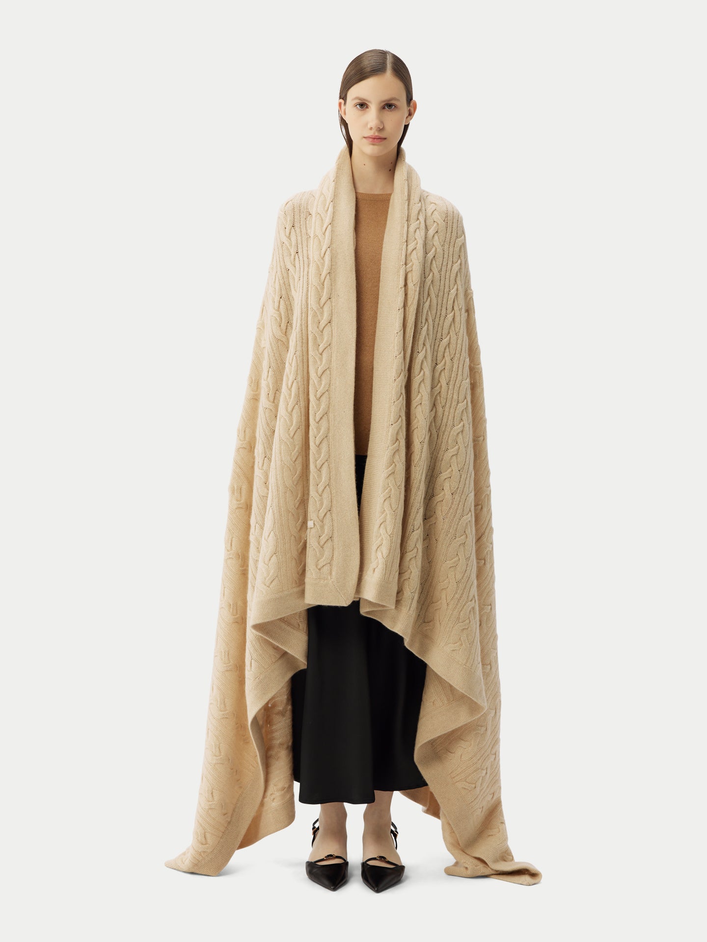 Organic Colour Cable Knit Cashmere Blanket