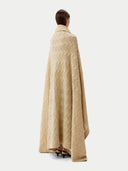 Unisex Cashmere Cable Knit Blanket Beige- Gobi Cashmere