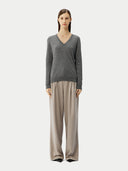 Women’s Basic V-Neck Cashmere Jumper Dim Gray | GOBI UK #color_dim-gray