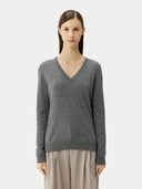 Women’s Basic V-Neck Cashmere Jumper Dim Gray | GOBI UK
