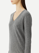 Women’s Basic V-Neck Cashmere Jumper Dim Gray | GOBI UK #color_dim-gray