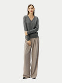 Women’s Basic V-Neck Cashmere Jumper Dim Gray | GOBI UK #color_dim-gray