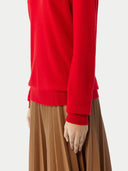 Red sweater and brown skirt on a white background. #color_true-red