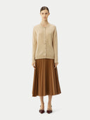 Women's Organic Colour Cashmere Crew Neck Cardigan Beige