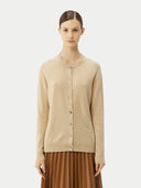 Women's Organic Colour Cashmere Crew Neck Cardigan Beige