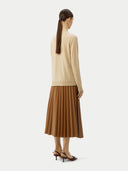 Women's Organic Colour Cashmere Crew Neck Cardigan Beige #color_beige