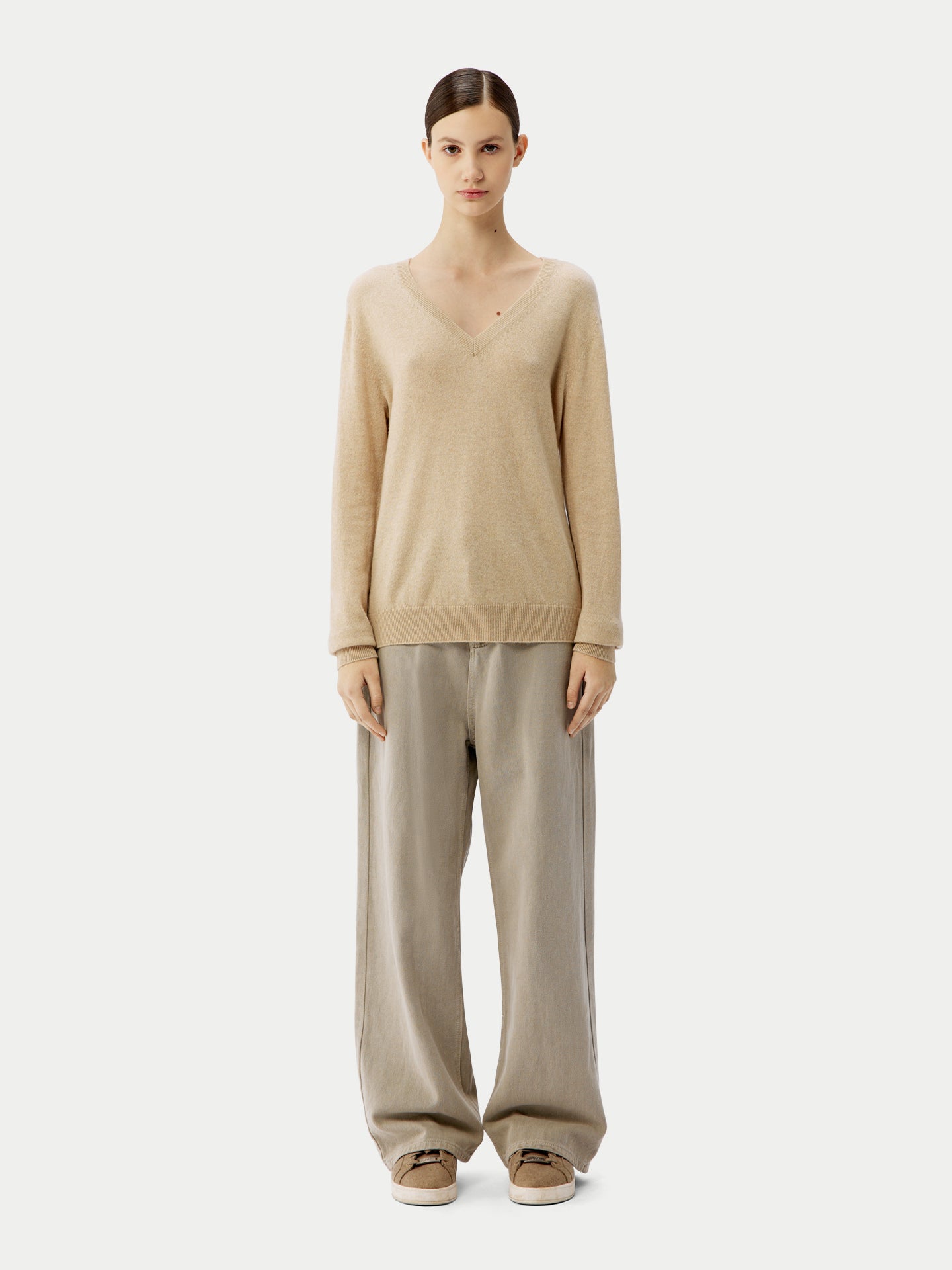 Organic Colour Essential Cashmere V Neck Jumper