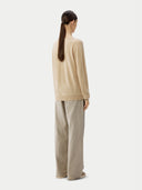 Women’s Basic V-Neck Cashmere Jumper Beige | GOBI UK