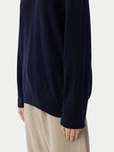 Women’s Basic V-Neck Cashmere Jumper Navy | GOBI UK #color_navy-blue