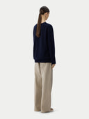 Women’s Basic V-Neck Cashmere Jumper Navy | GOBI UK #color_navy-blue