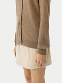 Women’s Round Neck Button Cashmere Cardigan Tan | GOBI UK