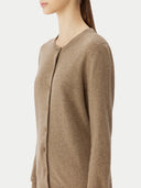 Women’s Round Neck Button Cashmere Cardigan Tan | GOBI UK