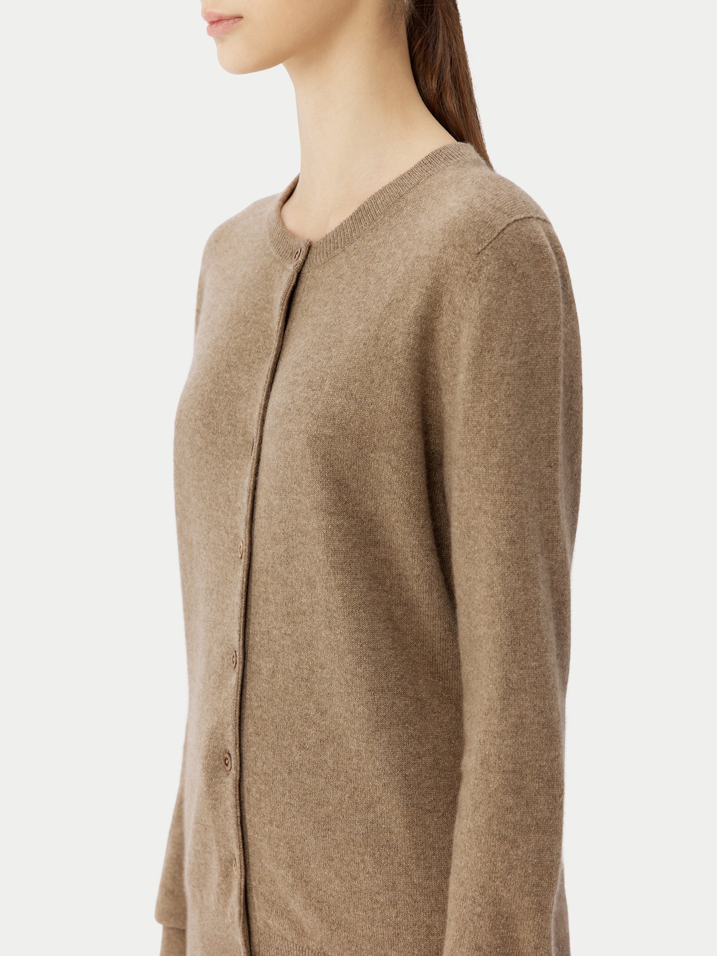 Organic Colour Crew Neck Cashmere Cardigan