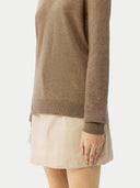 Women’s Basic V-Neck Cashmere Jumper Taupe | GOBI UK