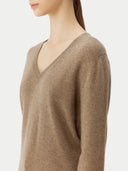 Women’s Basic V-Neck Cashmere Jumper Taupe | GOBI UK