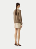 Women’s Basic V-Neck Cashmere Jumper Taupe | GOBI UK