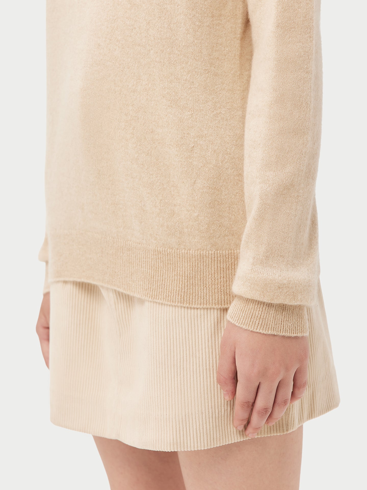 Women's Organic Crew Neck Jumper Sweater Beige - Gobi Cashmere