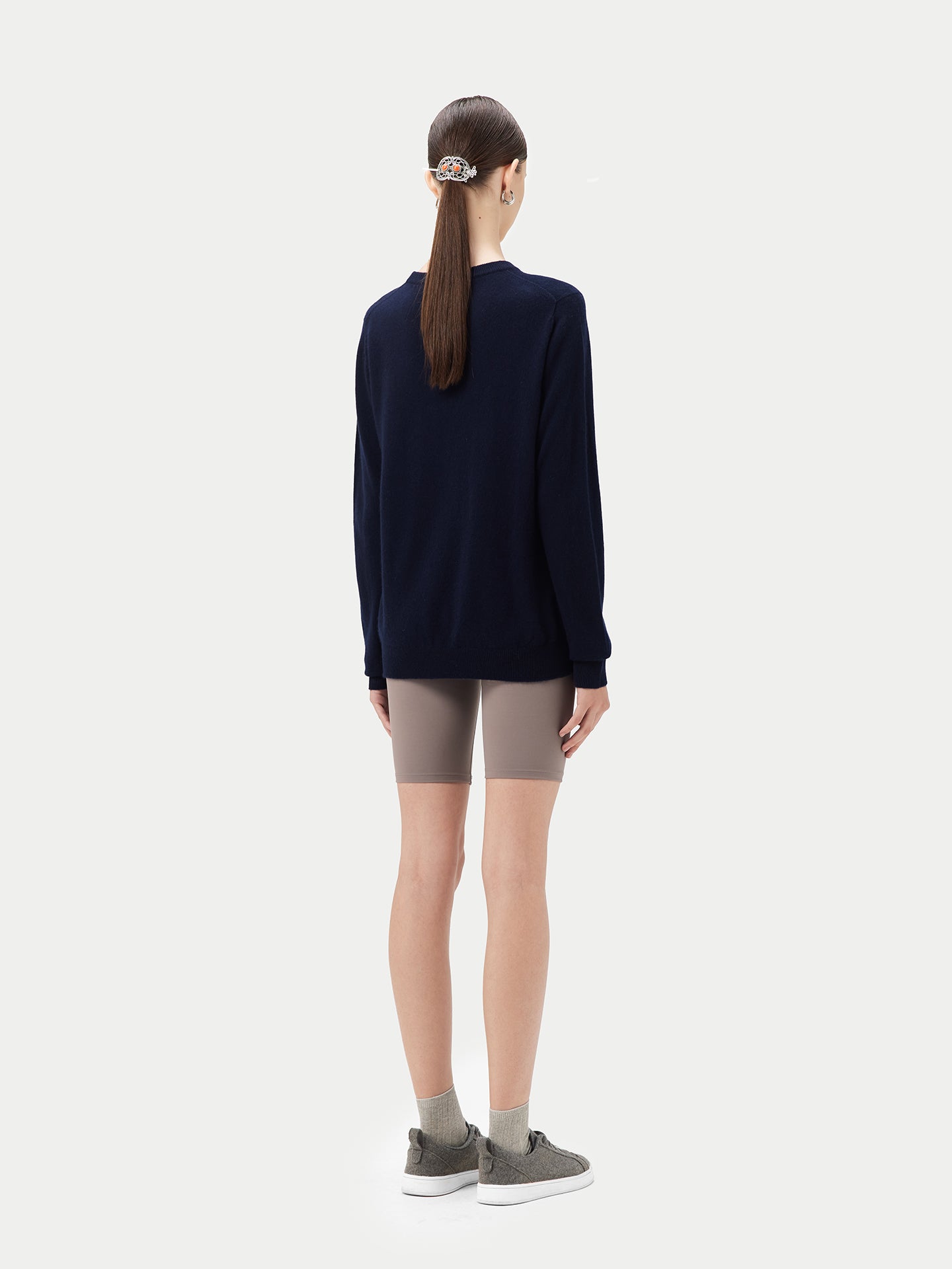 Women's Cashmere Crew Neck Sweater Navy - Gobi Cashmere