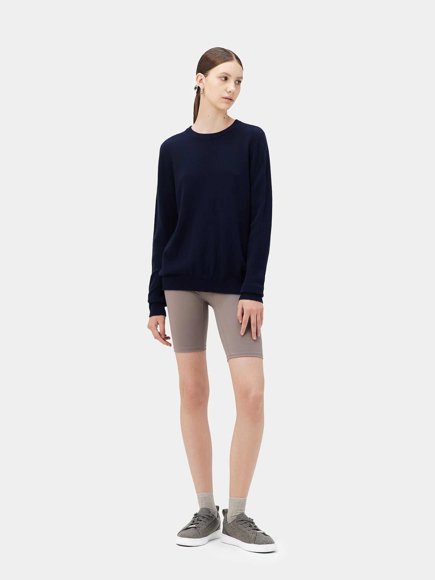 Women's Cashmere Crew Neck Sweater Navy - Gobi Cashmere