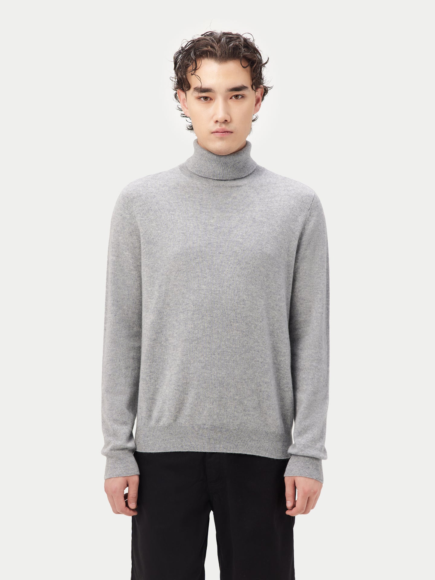 Men's Cashmere Turtle Neck Sweater Gray - Gobi Cashmere