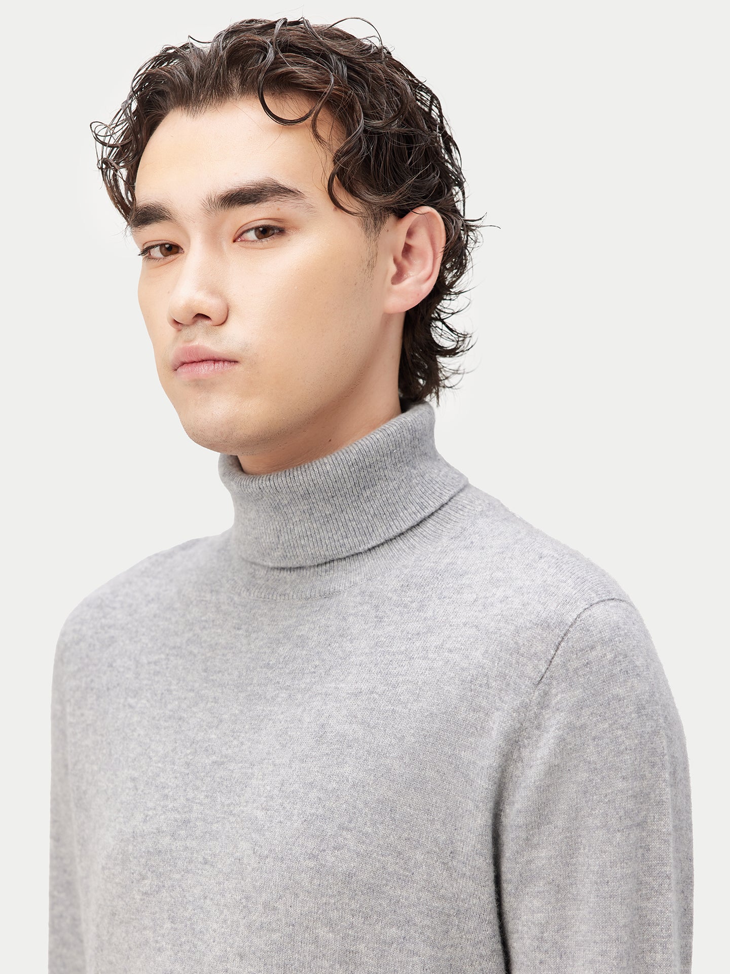 Men's Cashmere Turtle Neck Sweater Gray - Gobi Cashmere