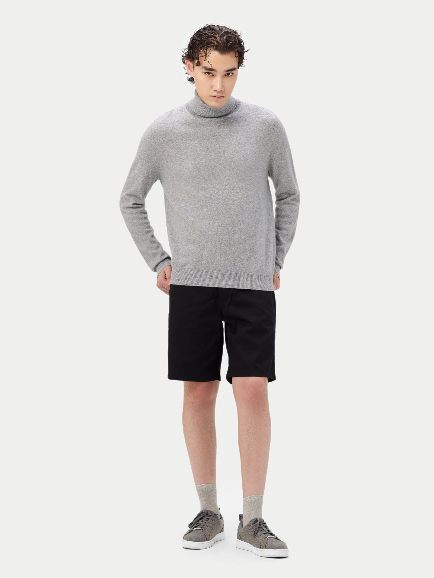 Men's Cashmere Turtle Neck Sweater Gray - Gobi Cashmere