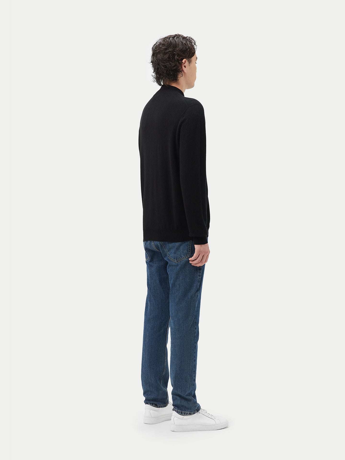 Men's Cashmere Full Zip Cardigan Black - Gobi Cashmere