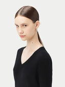 Women’s Basic V-Neck Cashmere Jumper Black | GOBI UK