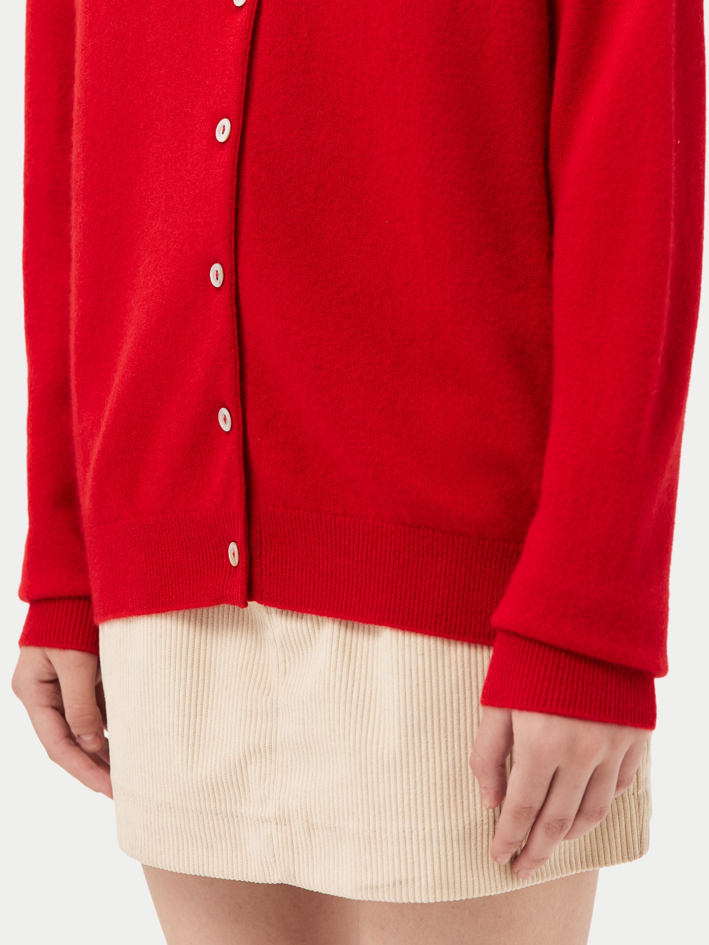 Women's Cashmere Round Neck Cardigan Red - Gobi Cashmere