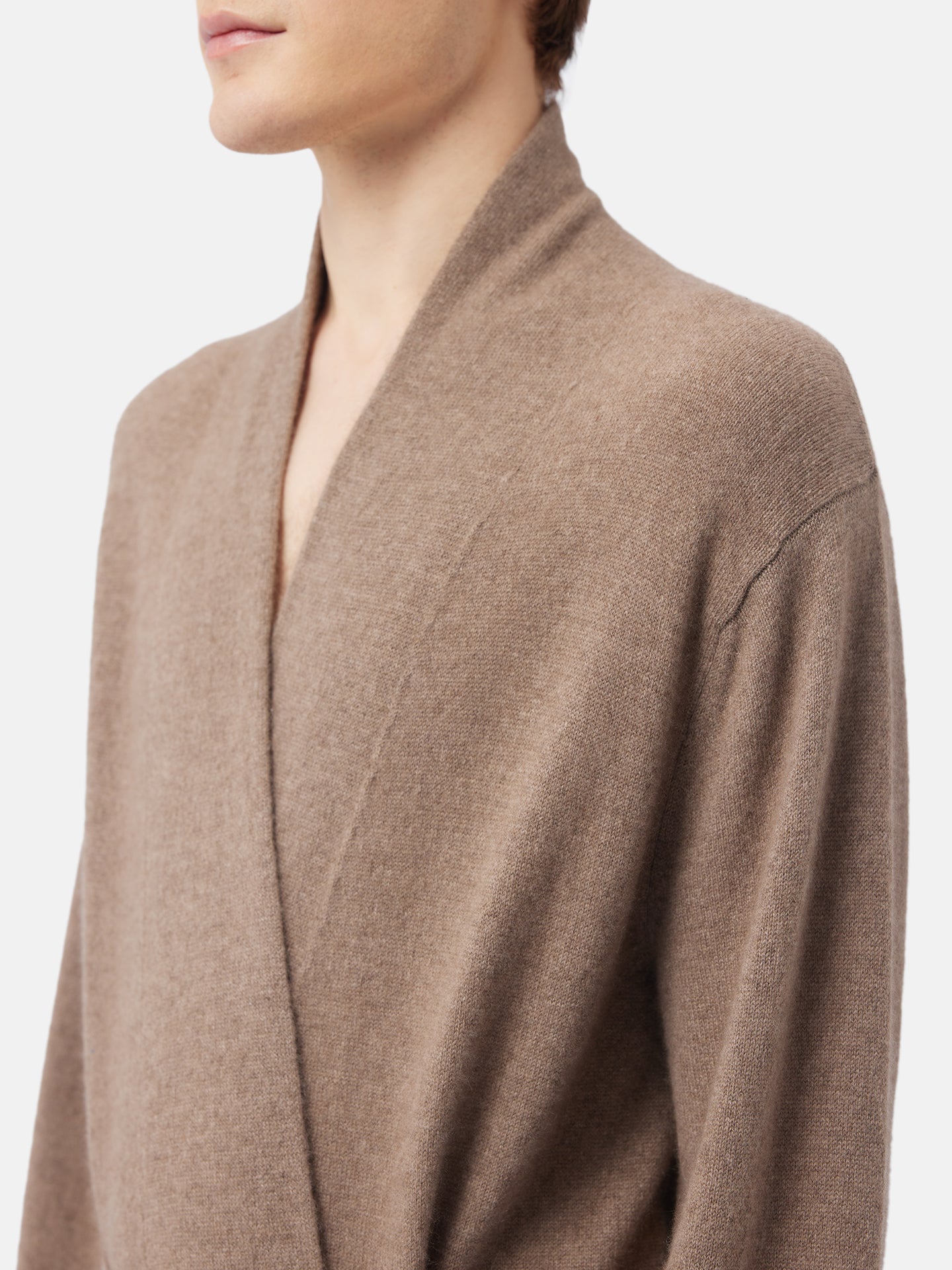 Organic Colour Men's Cashmere Robe Taupe - Gobi Cashmere