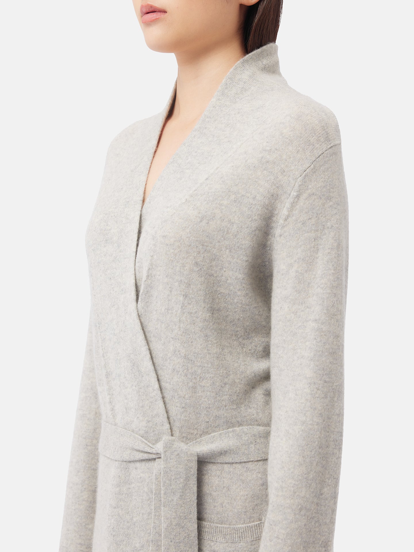 Women's Organic Colour Long Cashmere Robe Grey - Gobi Cashmere