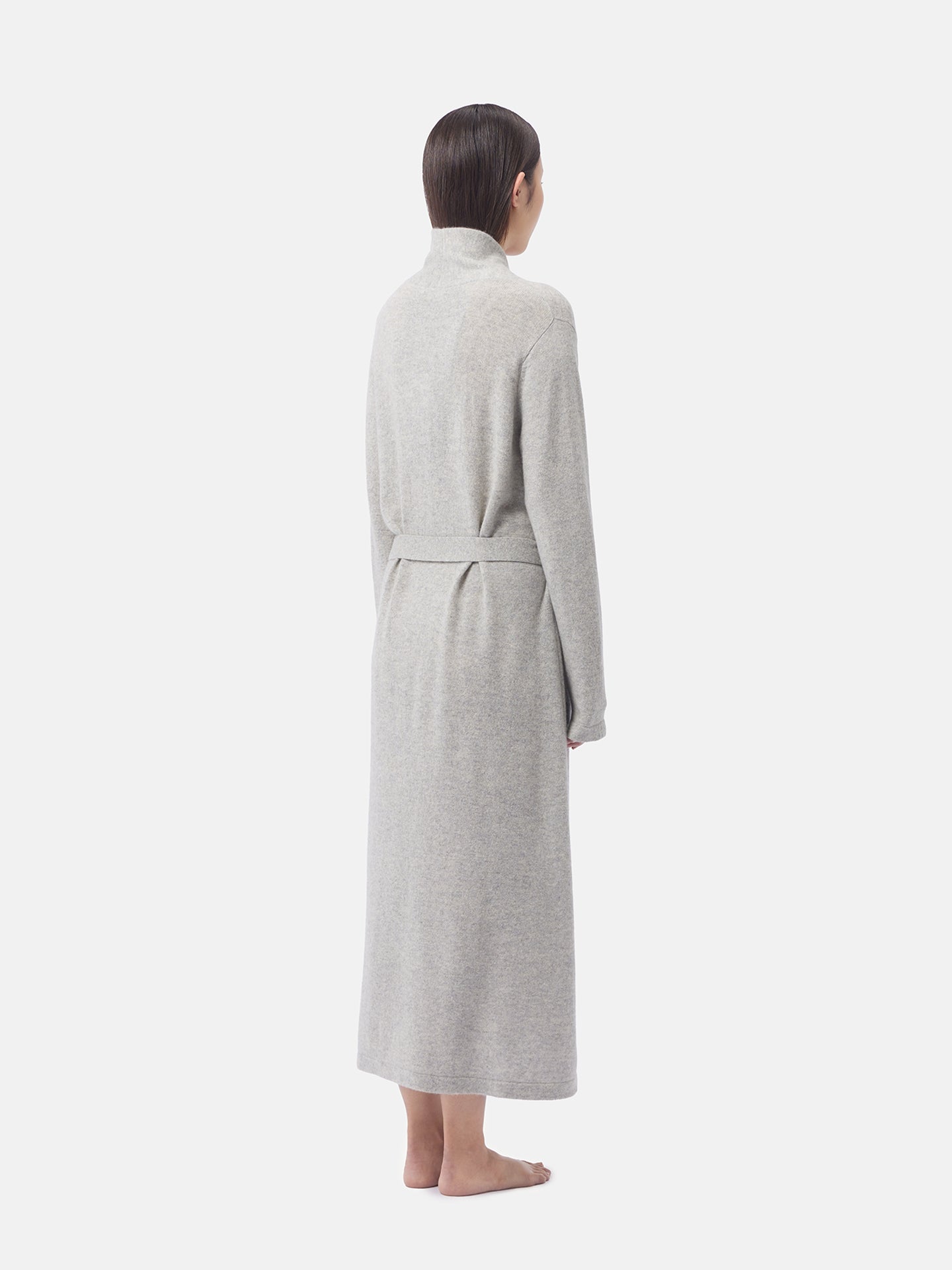 Women's Organic Colour Long Cashmere Robe Grey - Gobi Cashmere