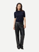 Women's Short-Sleeve Cashmere Jumper Navy | GOBI UK #color_navy-blazer