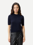 Women's Short-Sleeve Cashmere Jumper Navy | GOBI UK #color_navy-blazer