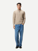 Men's Waffle Knit Cashmere Half-Zip Jumper | GOBI UK
