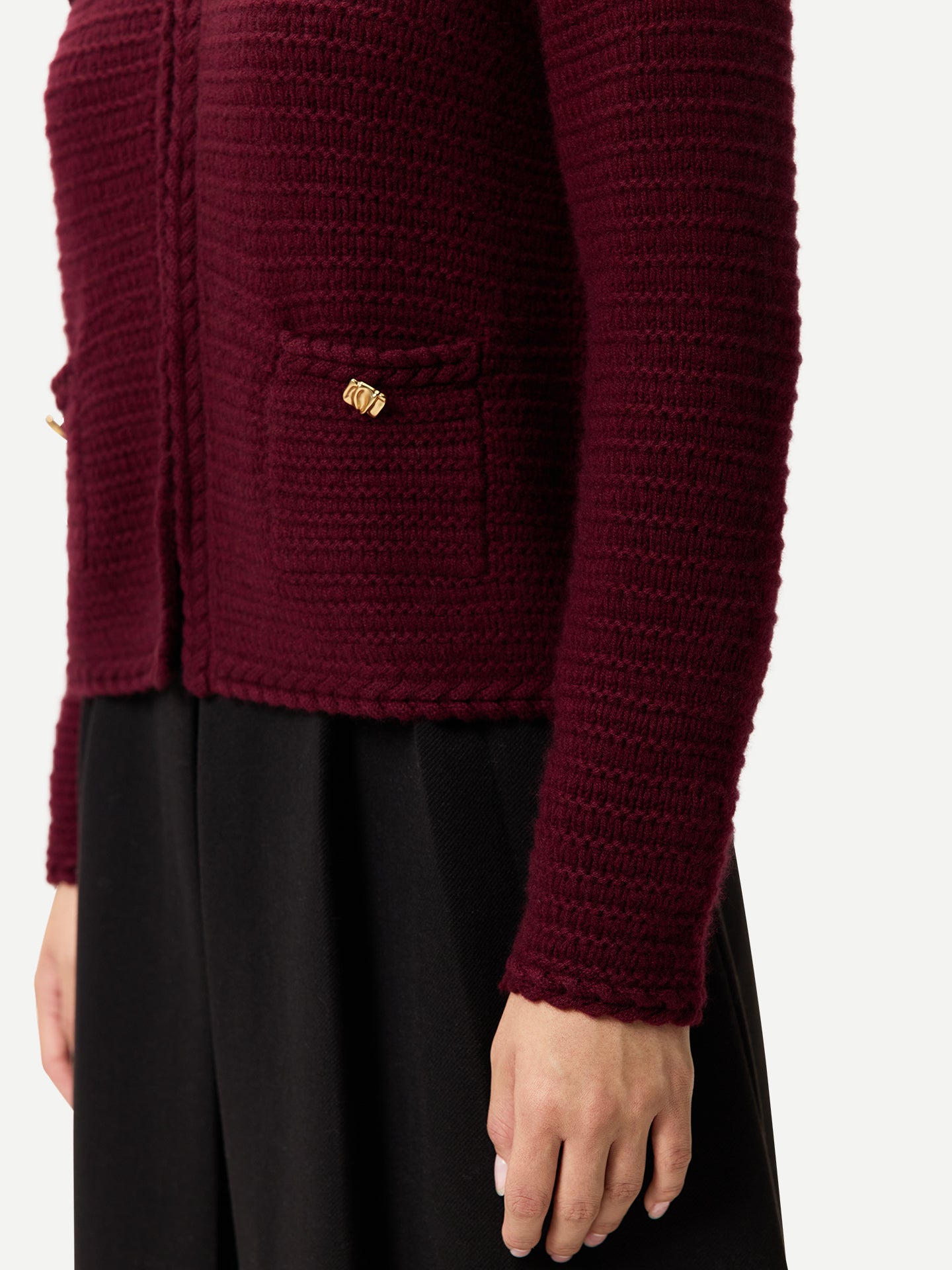 Textured Knit Cashmere Jacket-Style Cardigan