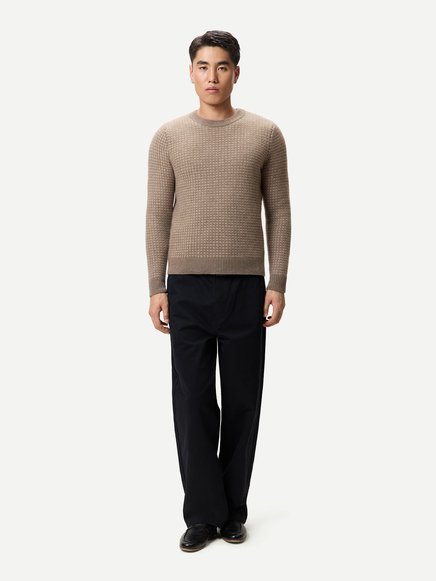 Men's Organic Colour Cashmere Waffle Knit Jumper