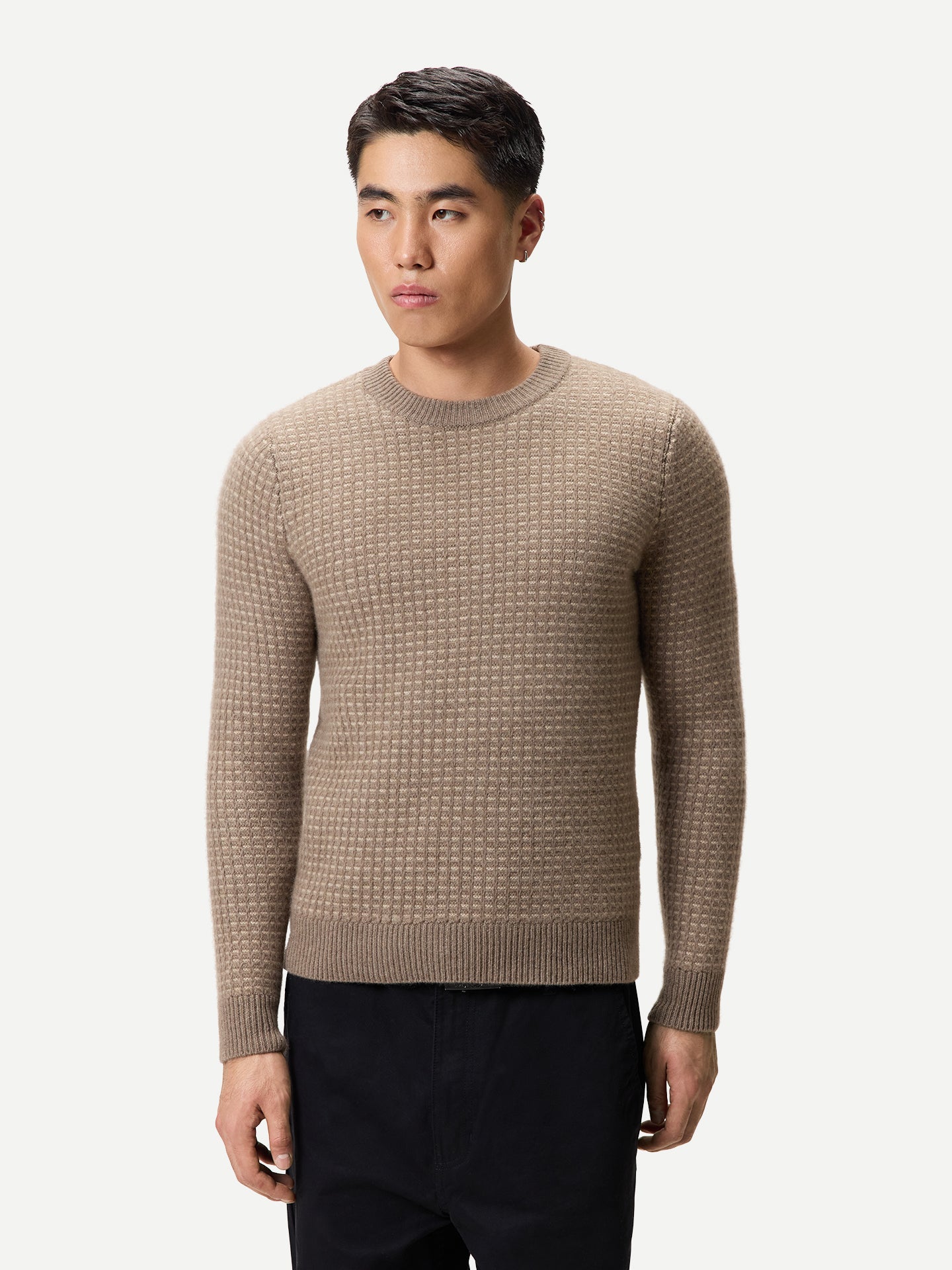 Men's Organic Colour Cashmere Waffle Knit Jumper